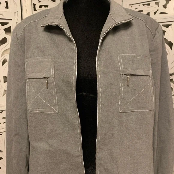 EVAN PICONE REALLY NICE GREY STRETCHY LIGHTWEIGHT LONG SLEEVE ZIP UP JACKET - Picture 3 of 9